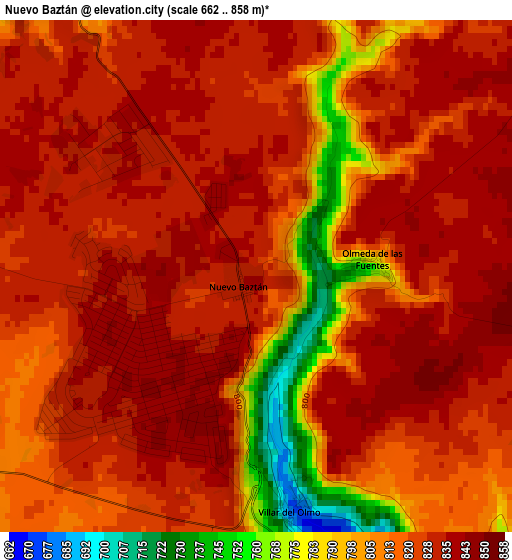 Nuevo Baztán elevation map