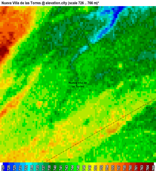 Nueva Villa de las Torres elevation map