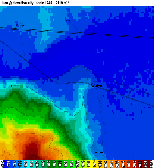 Ilıca elevation map