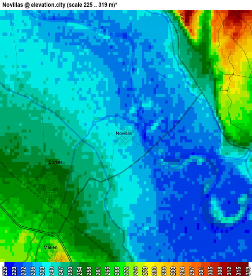 Novillas elevation map