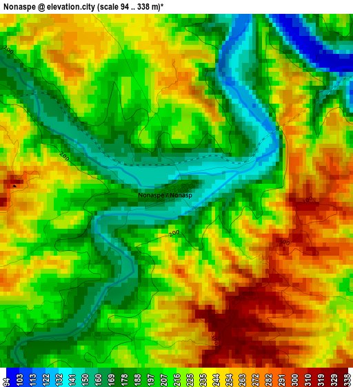 Nonaspe elevation map