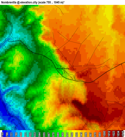 Nombrevilla elevation map