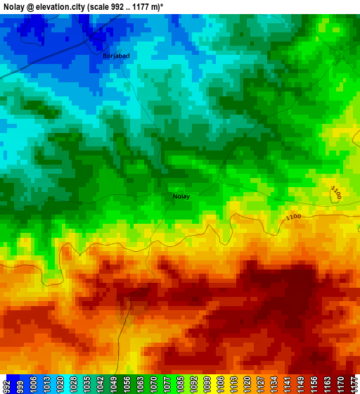 Nolay elevation map