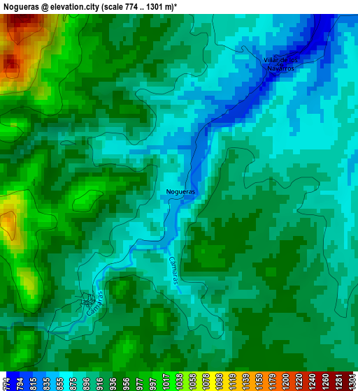 Nogueras elevation map