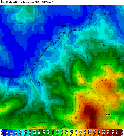 İliç elevation map