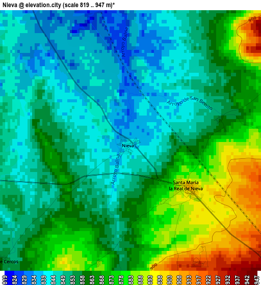 Nieva elevation map