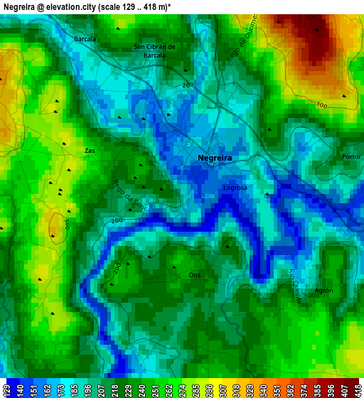 Negreira elevation map