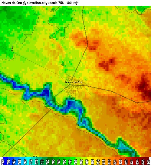 Navas de Oro elevation map