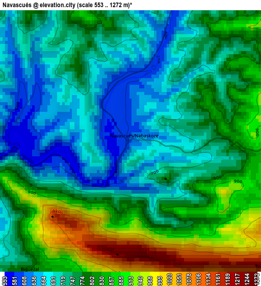 Navascués elevation map