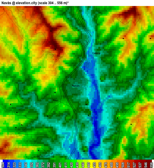 Navàs elevation map