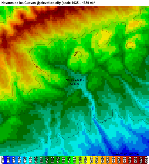 Navares de las Cuevas elevation map