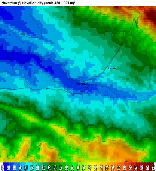 Navardún elevation map