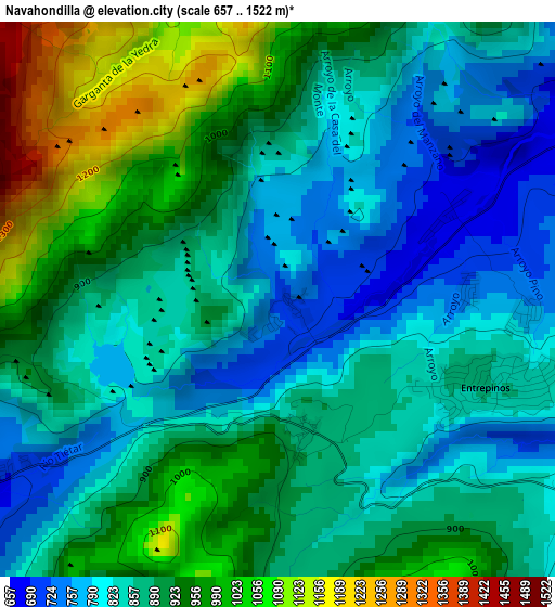 Navahondilla elevation map