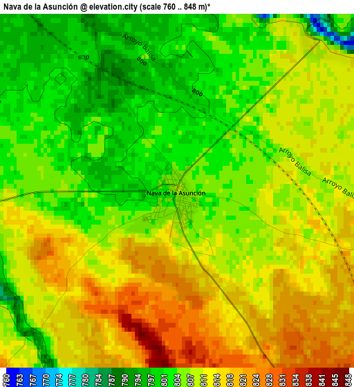 Nava de la Asunción elevation map