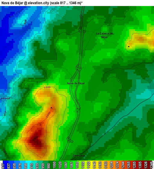 Nava de Béjar elevation map