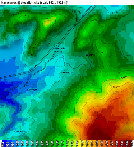 Navacarros elevation map