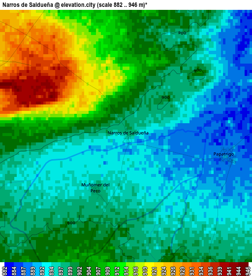 Narros de Saldueña elevation map