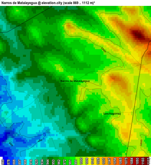 Narros de Matalayegua elevation map