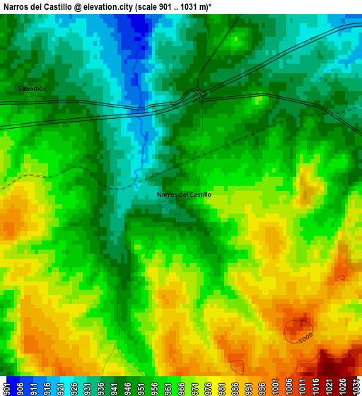 Narros del Castillo elevation map