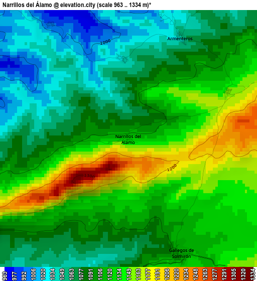 Narrillos del Álamo elevation map