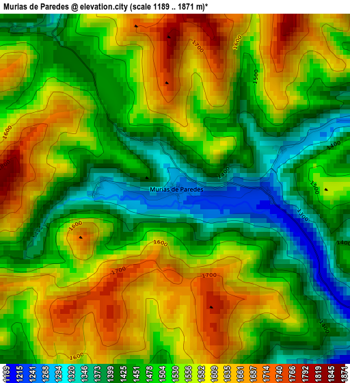 Murias de Paredes elevation map