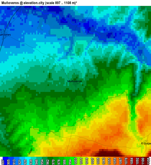 Muñoveros elevation map