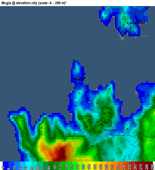 Mugia elevation map