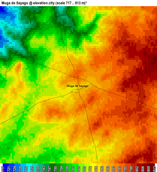 Muga de Sayago elevation map