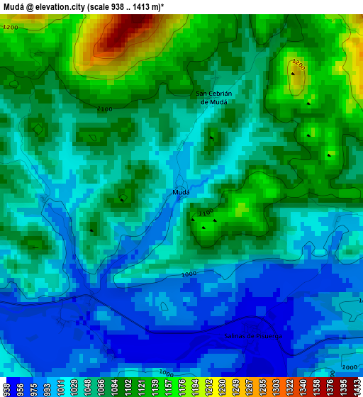 Mudá elevation map