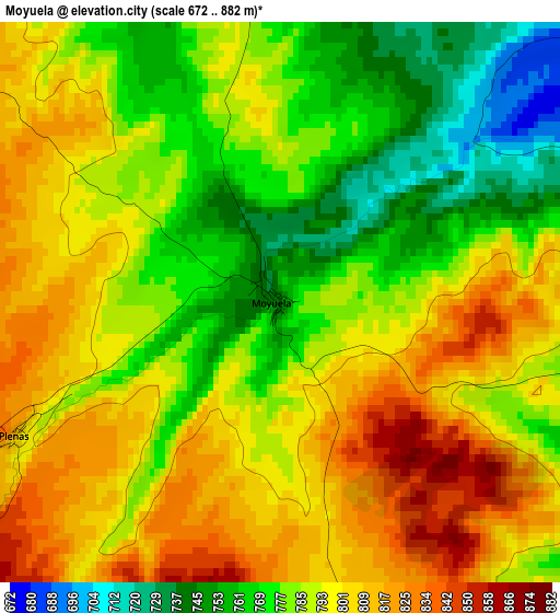 Moyuela elevation map