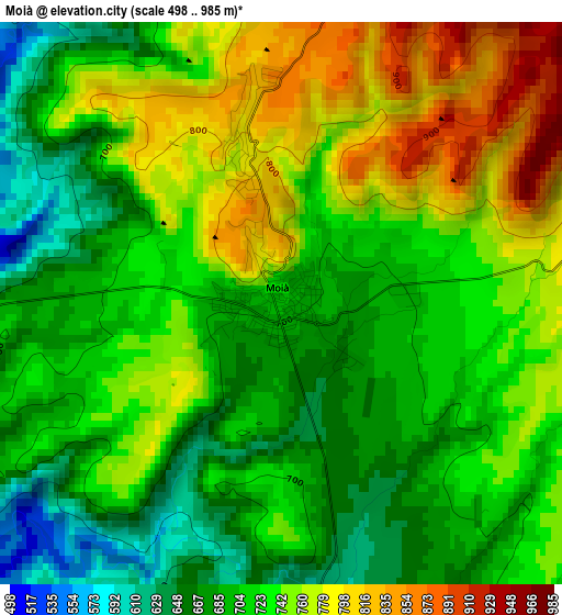 Moià elevation map