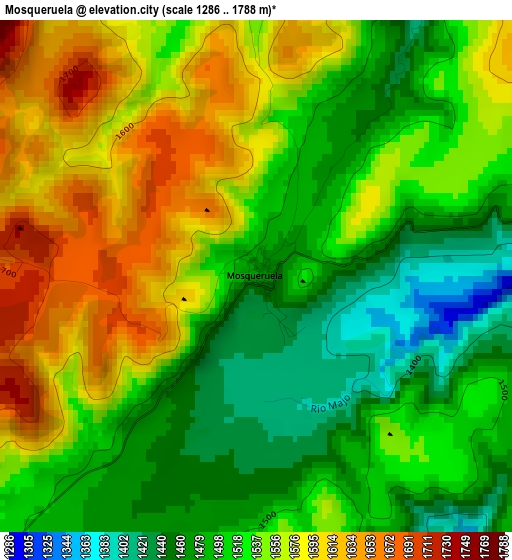 Mosqueruela elevation map