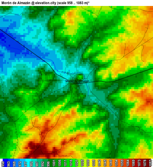 Morón de Almazán elevation map