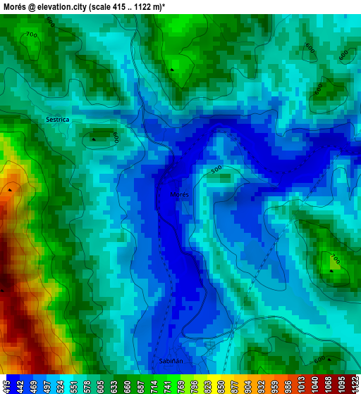 Morés elevation map