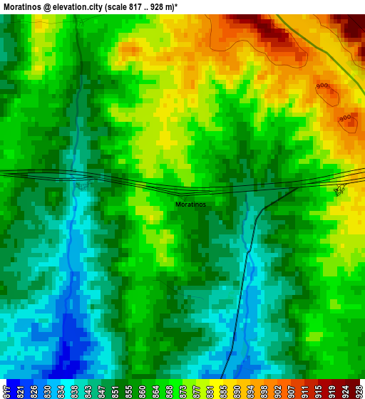 Moratinos elevation map