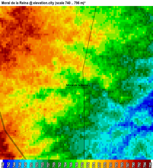 Moral de la Reina elevation map