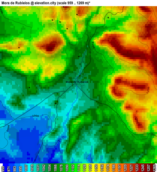 Mora de Rubielos elevation map