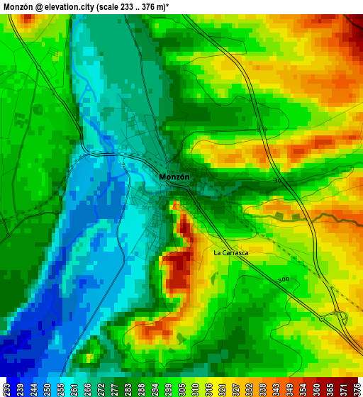 Monzón elevation map