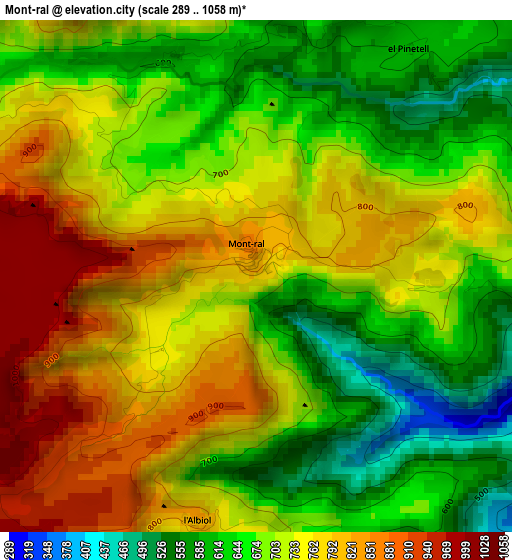 Mont-ral elevation map