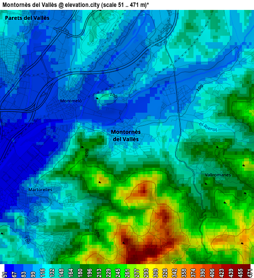 Montornès del Vallès elevation map