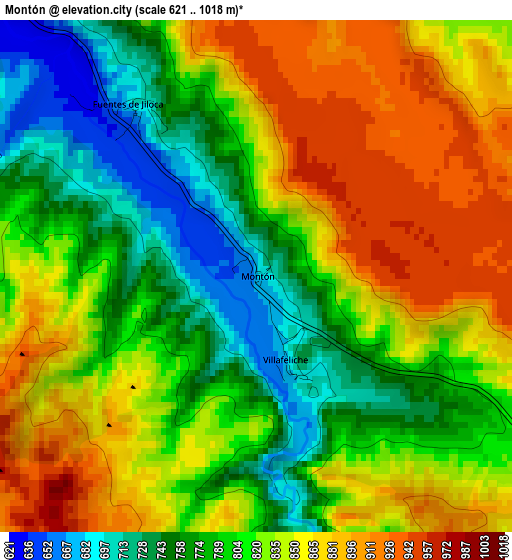 Montón elevation map