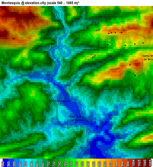 Montesquiu elevation map