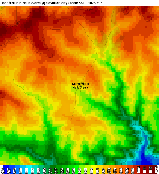 Monterrubio de la Sierra elevation map