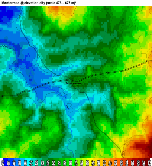 Monterroso elevation map