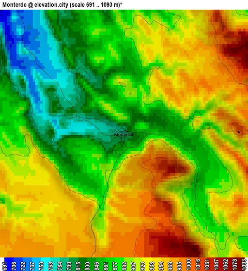 Monterde elevation map