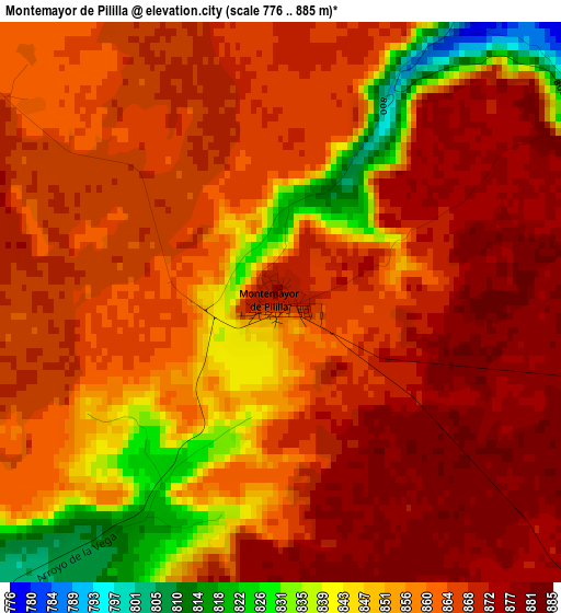 Montemayor de Pililla elevation map