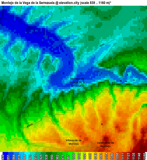 Montejo de la Vega de la Serrezuela elevation map