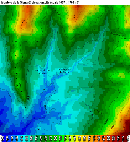 Montejo de la Sierra elevation map