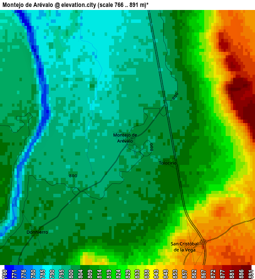 Montejo de Arévalo elevation map