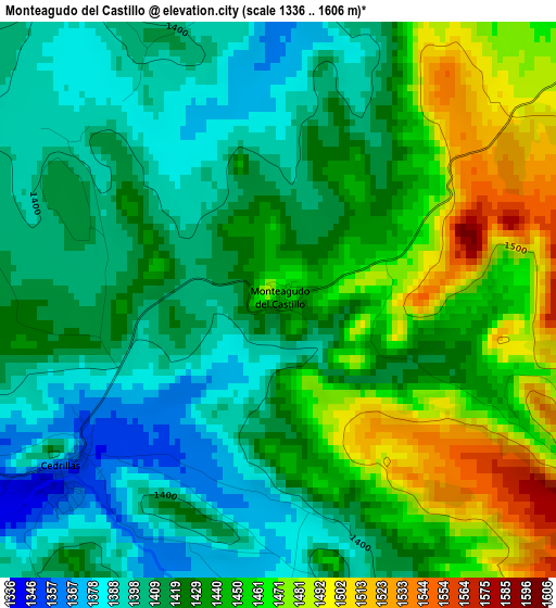 Monteagudo del Castillo elevation map